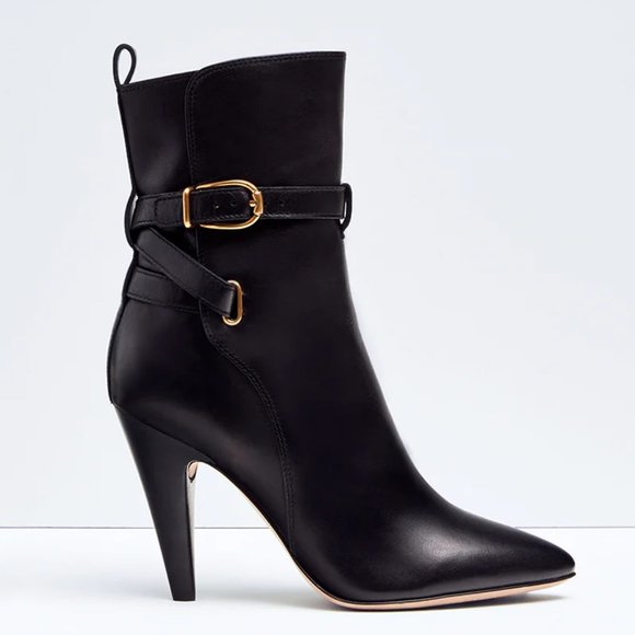 NIB$550 VERONICA BEARD Sohelia Buckled Strap Leather High-heel Ankle Boots 7.5 - Picture 3 of 14